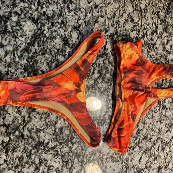 Melissa Simone Swim OREYA HIGH CUT BIKINI Top & BOTTOM - TANGERINE - Picture 5 of 5
